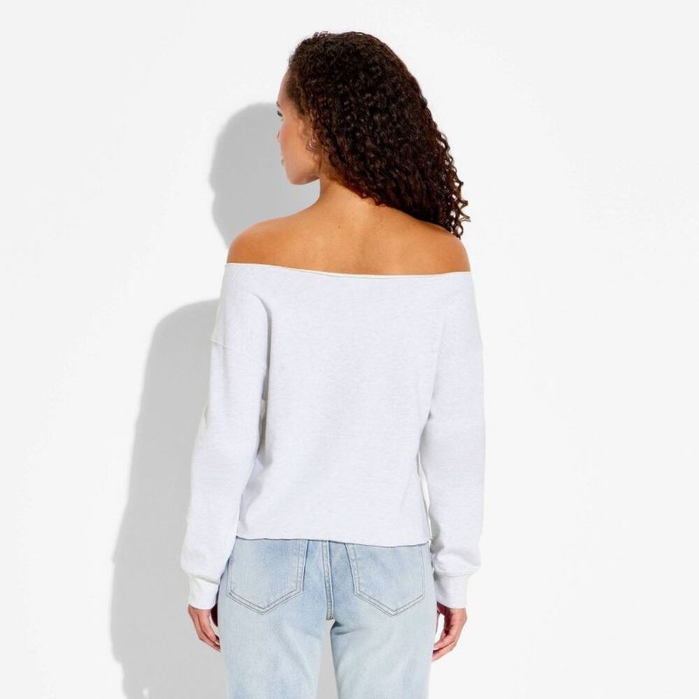 Wild Fable - Women's Off the Shoulder Pullover Sweatshirt - Wil Gray - Picture 3 of 3